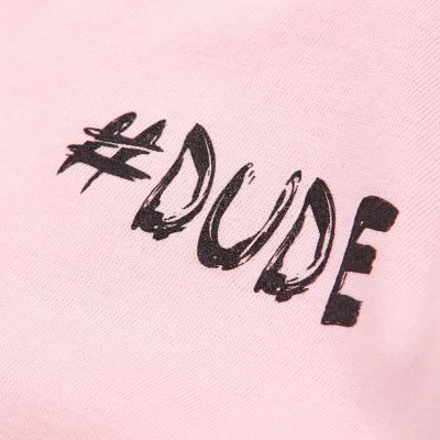 Mini boys pink &#39;#Dude&#39; print T-shirt